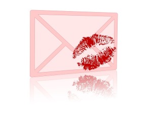 red lips on envelope